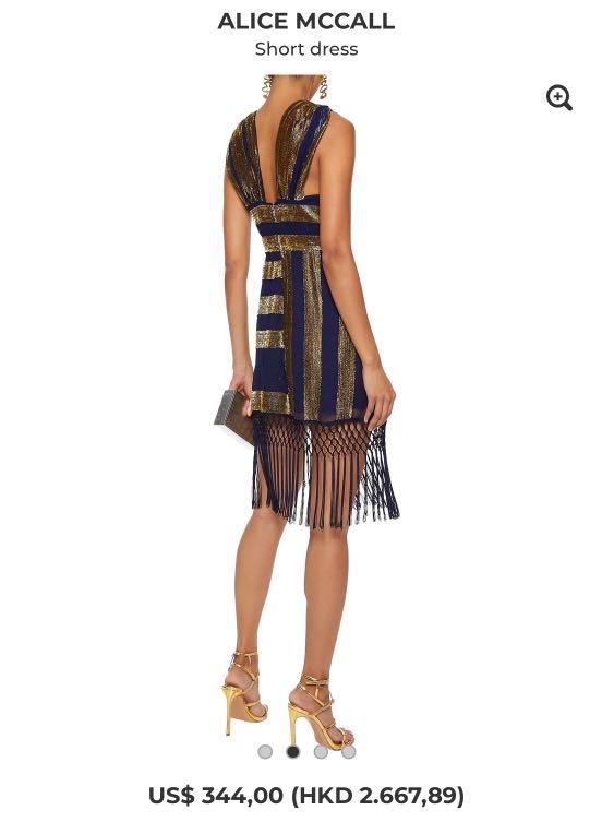 Alice McCall tassel dress navy gold size US4 EU36 AU8