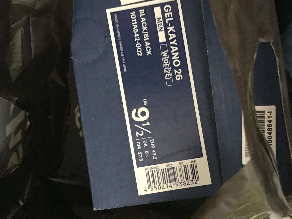 ASICs Gel Kayano 26 Black Wide Fit 2E Size US 9.5 EUR 43.5 UK 8.5