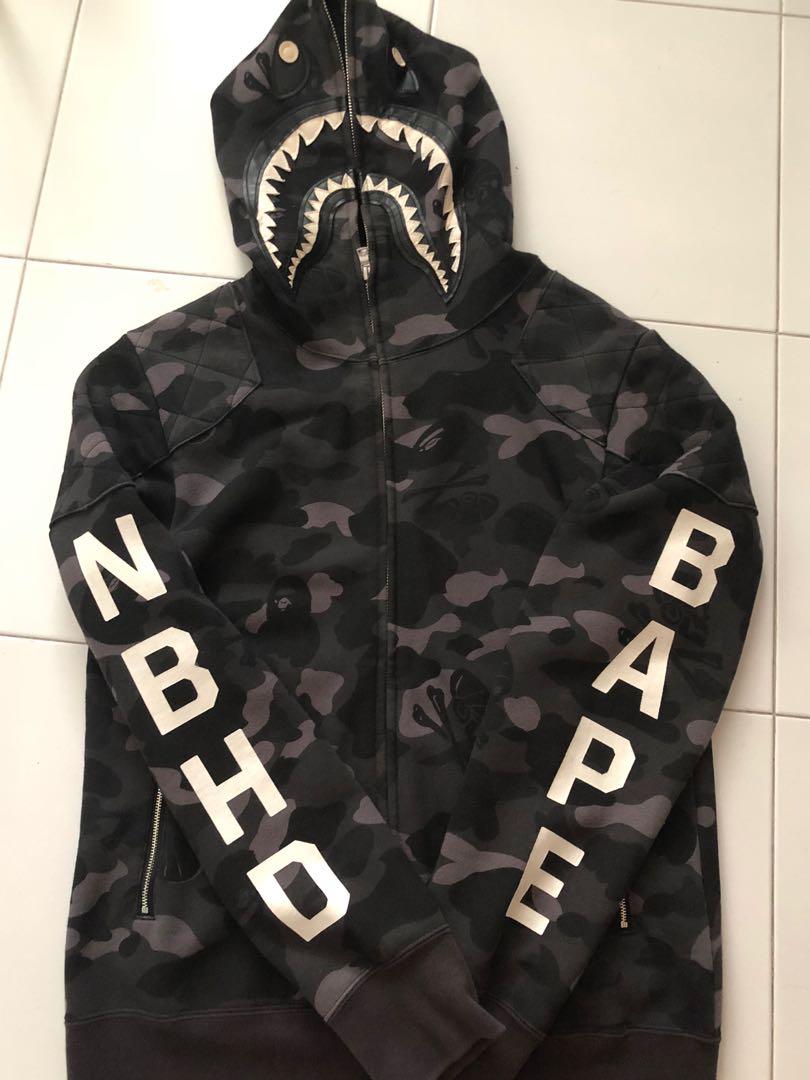 Bape x nbhd shark hoodie deals