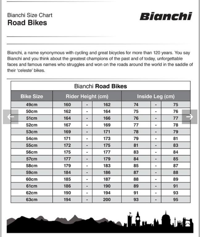 Bianchi mountain bike size chart cheap