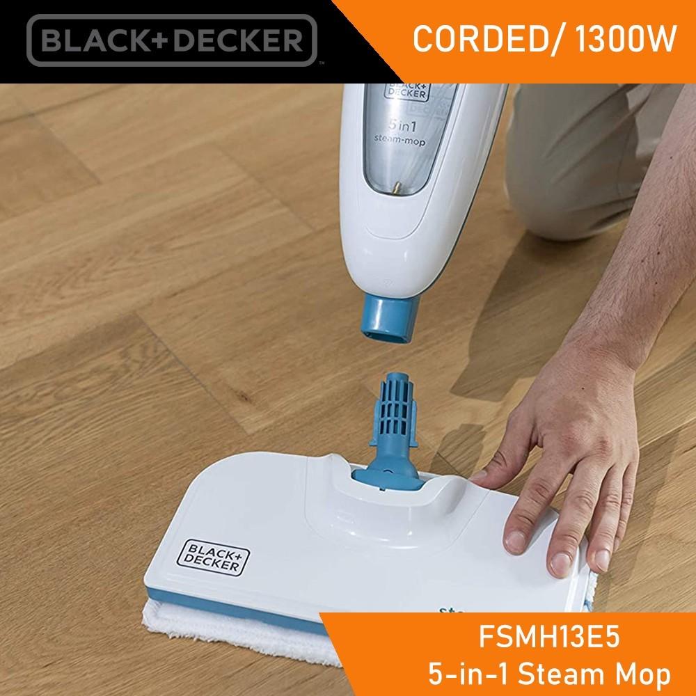 Order BLACK&DECKER Black+Decker 5 in 1 Steam Mop with Superheated Steam  with 5 Accessories Swivel Head 1300 W 380 ml White FSMH13E5 B5 2 Years  Warranty Now!