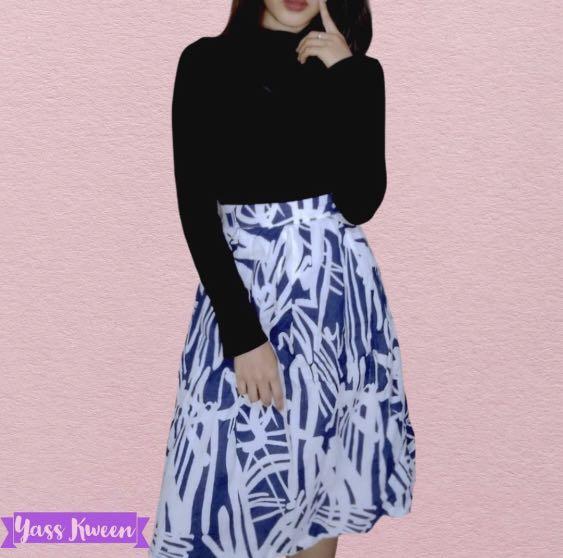 Semi Pleated A-Line Skirt Set 