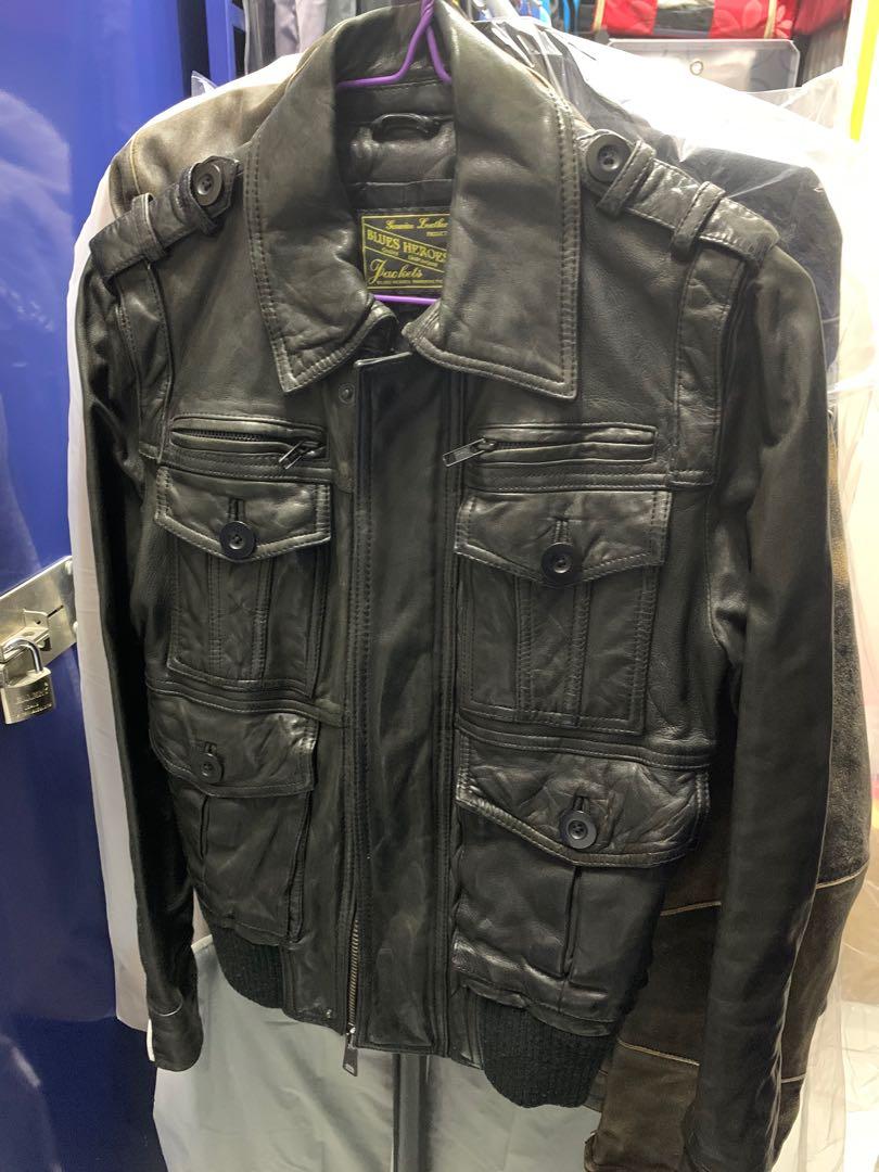 Blue hero leather jacket xs Carousell