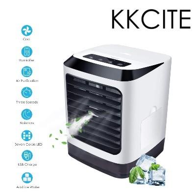 BNIB KKCITE Portable Air Cooler Mini Air Conditioner Cooling Fan Humidifiers 4 in 1 Noiseless Evaporative Cooler 3 Speeds Mode Small Purifier with 7 Leds Lights for Home Bedroom Office Strong Handle T...
