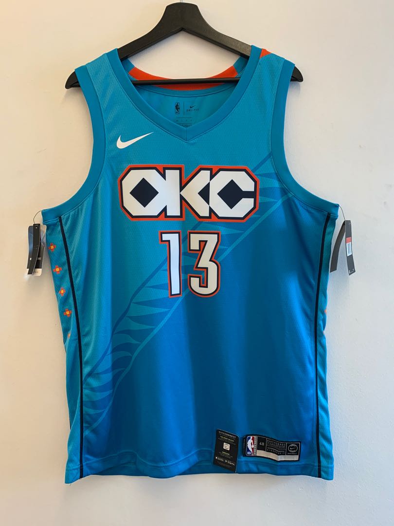 Men's Oklahoma City Thunder Paul George Nike Orange 2018/19 Swingman Jersey  - Earned Edition