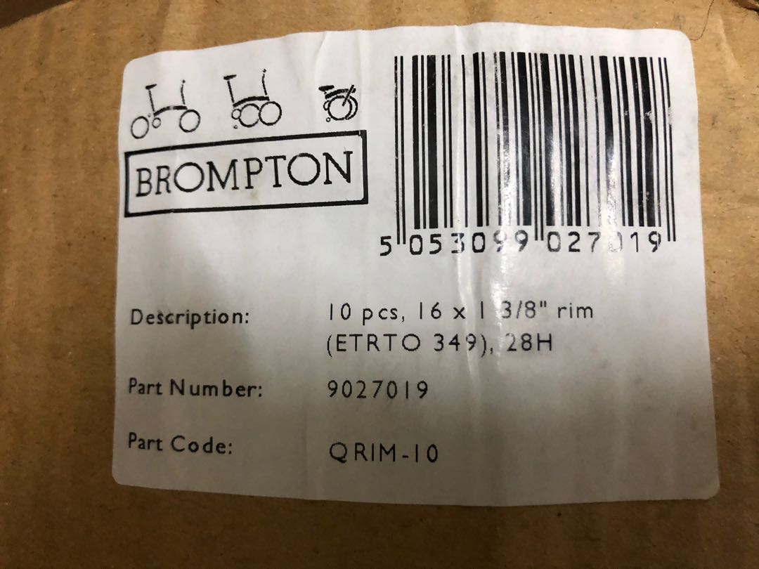 Brompton Rim Doublewall Angled Wheels Brompton Rim ETRTO 349