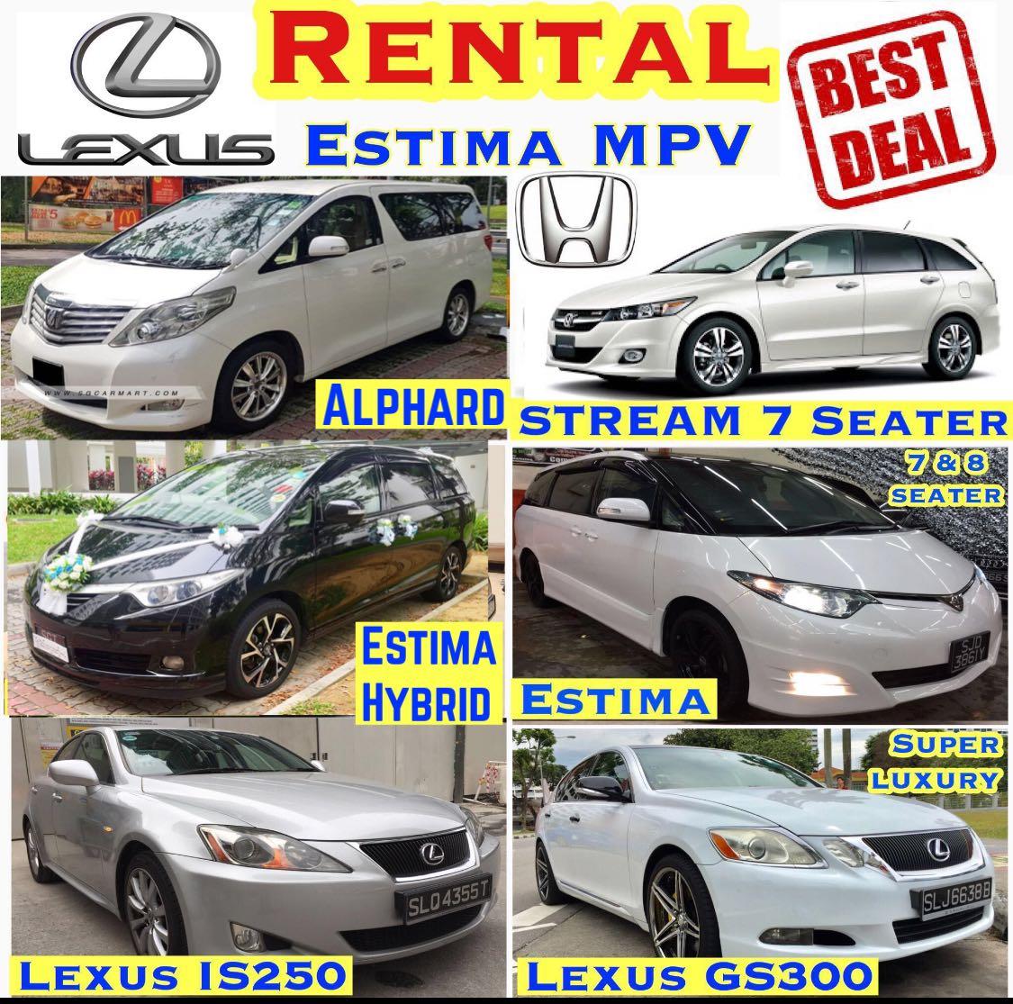Car Rental Estima Alphard Vellfire Mpv Merc E200k Lexus Hybrid Gs450h Rent Leasing Cars Car Rental On Carousell