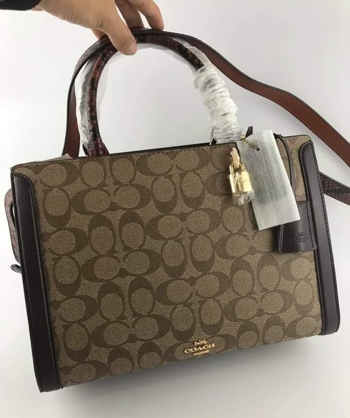 Coach Zoe CarryAll in Brown with Snakeskin detail
