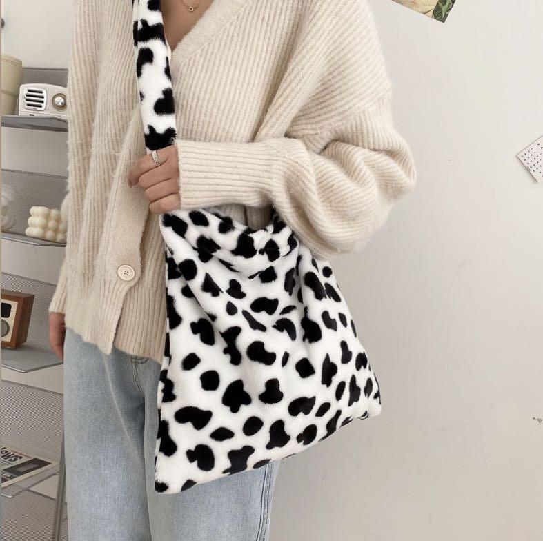 Fluffy cow print bag deals