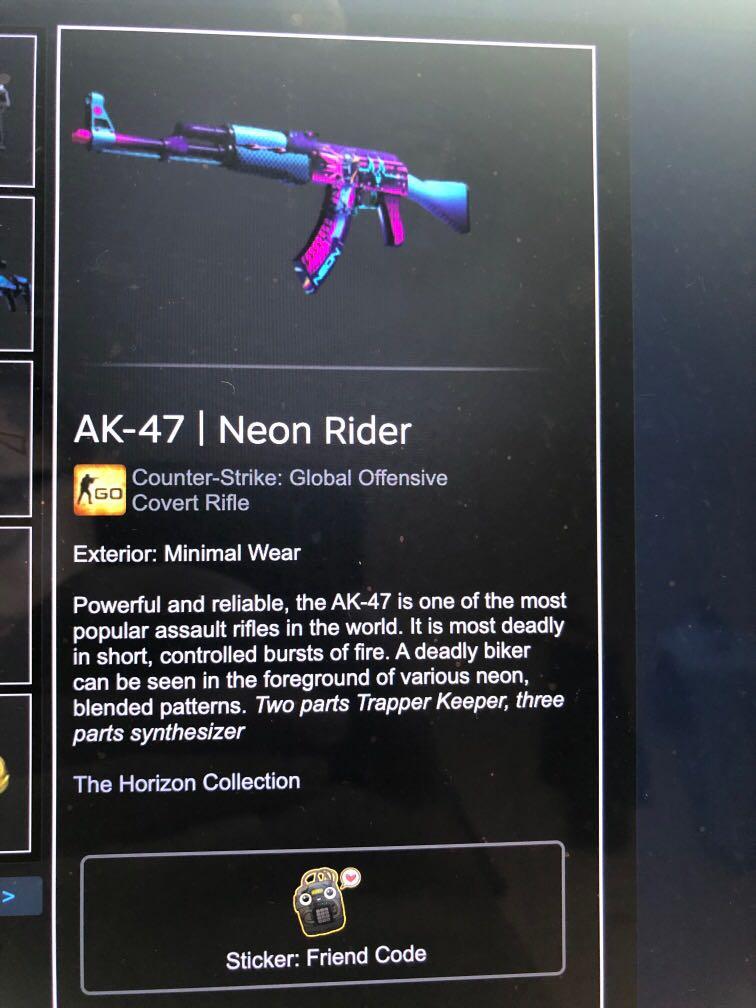 Csgo Ak 47 Neon Rider Mw Toys Games Video Gaming In Game Products On Carousell - ak 47 roblox gear