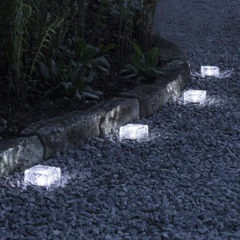 Garden Glass Path Light Solar Ice Light Crystal Brick Landscape Light for  Courtyard Pathway Patio Pool Pond Outdoor Decoration Cold White 4PC,  Furniture  Home Living, Home Decor, Other Home Decor on