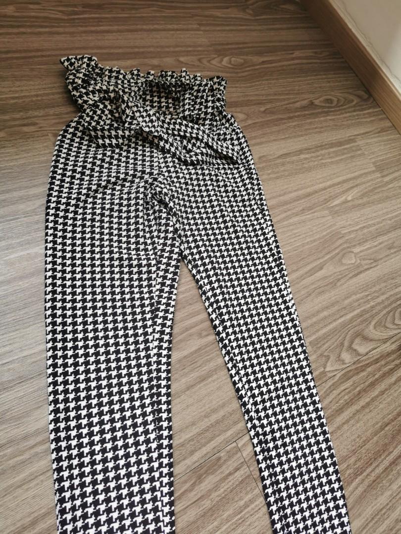 Houndstooth high waisted pants clearance