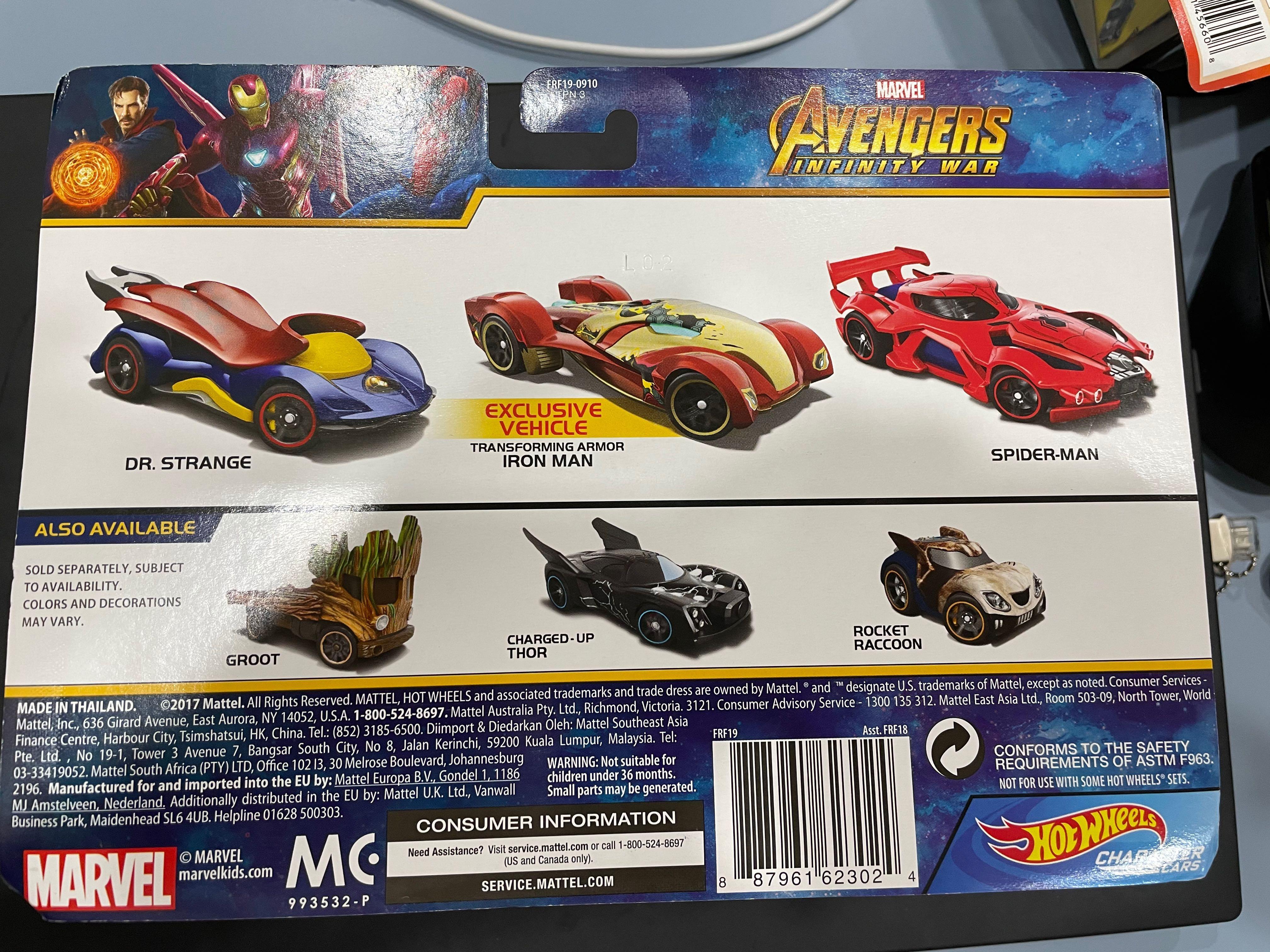 Hot wheels infinity war character cars 2025