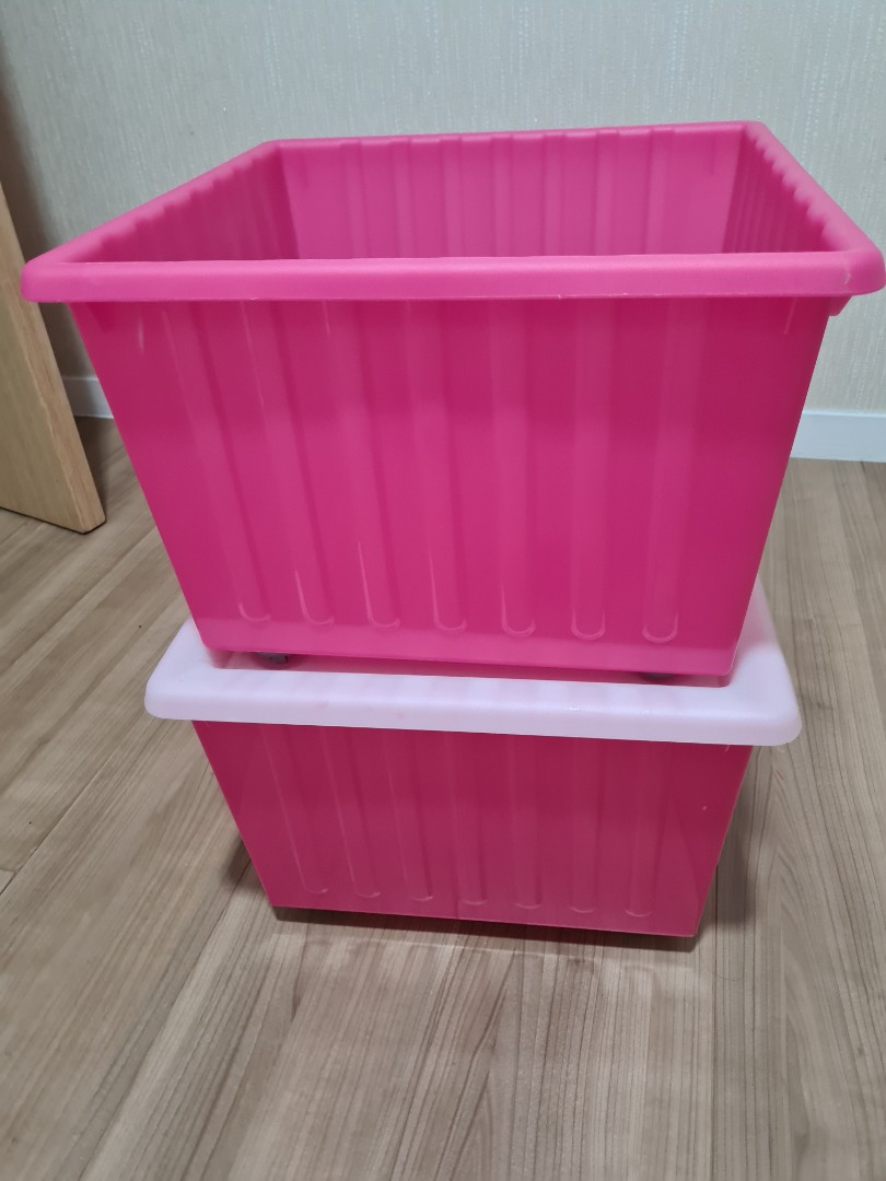 Ikea storage boxes *2 with wheels and one lid, Furniture & Home Living