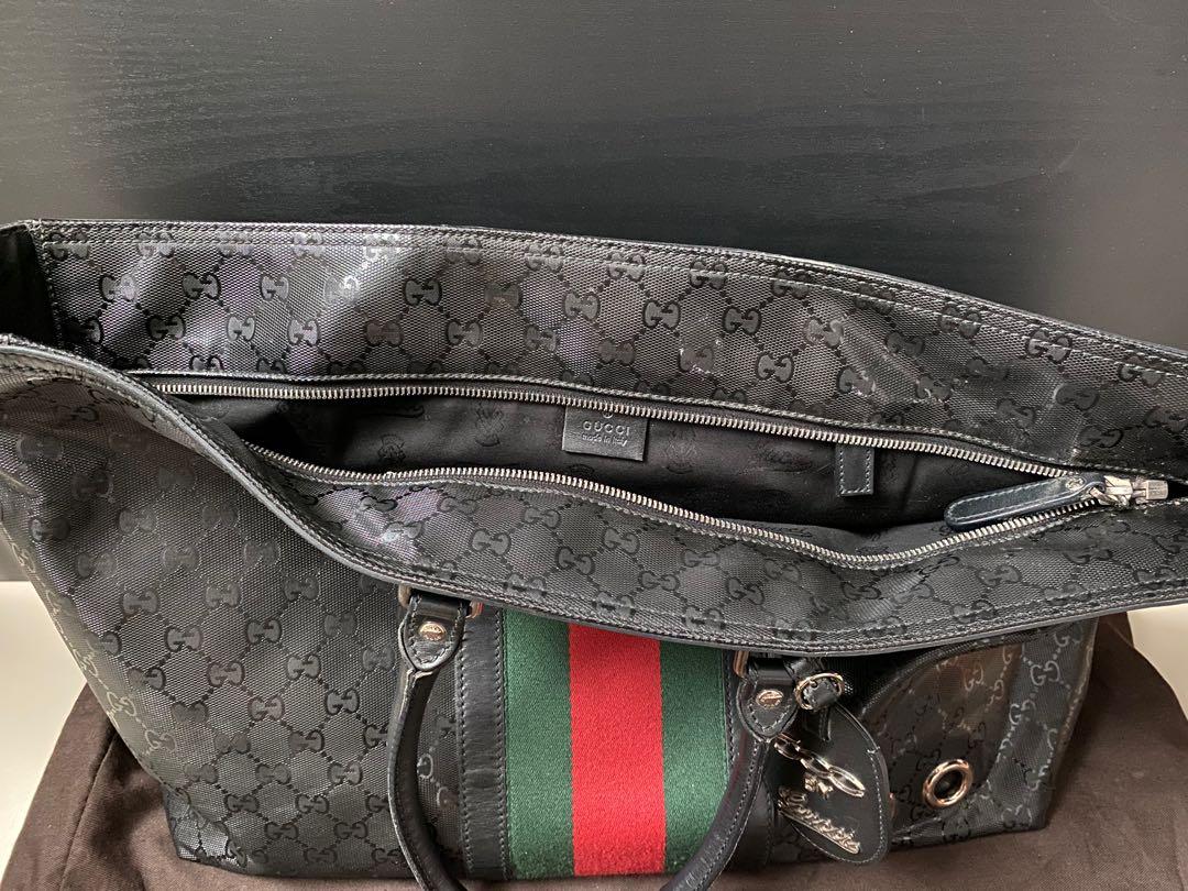 Gucci Canvas Metal Top Handle Tote Bag Black