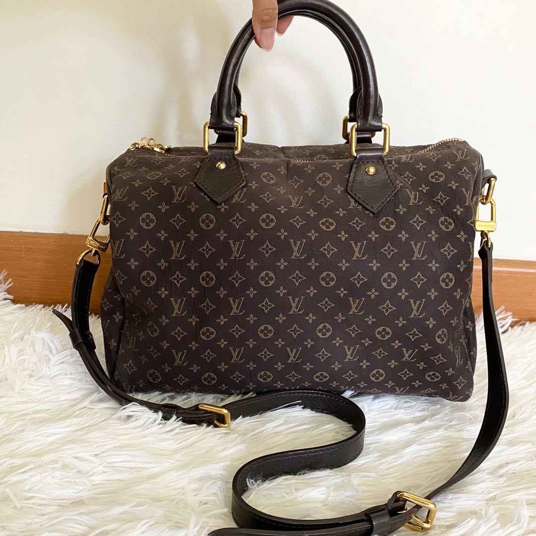 Louis Vuitton Sepia Monogram Mini Lin Idylle Speedy Bandouliere 30 with  Strap For Sale at 1stDibs