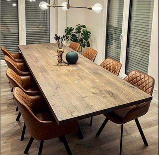 Mahogany dining table and german leather chair