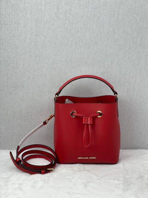 Michael Kors Suri Small Flame Red Bucket Crossbody Bag