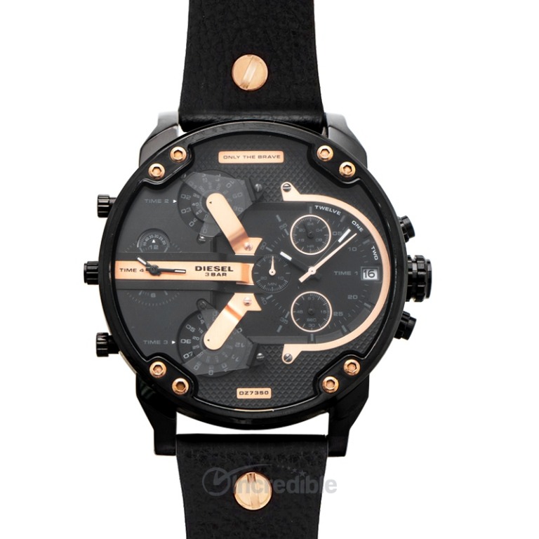 NEW Diesel Mr. Daddy 2.0 Chronograph Quartz Black Dial Black Leather Men s Watch DZ7350 Luxury Watches on Carousell
