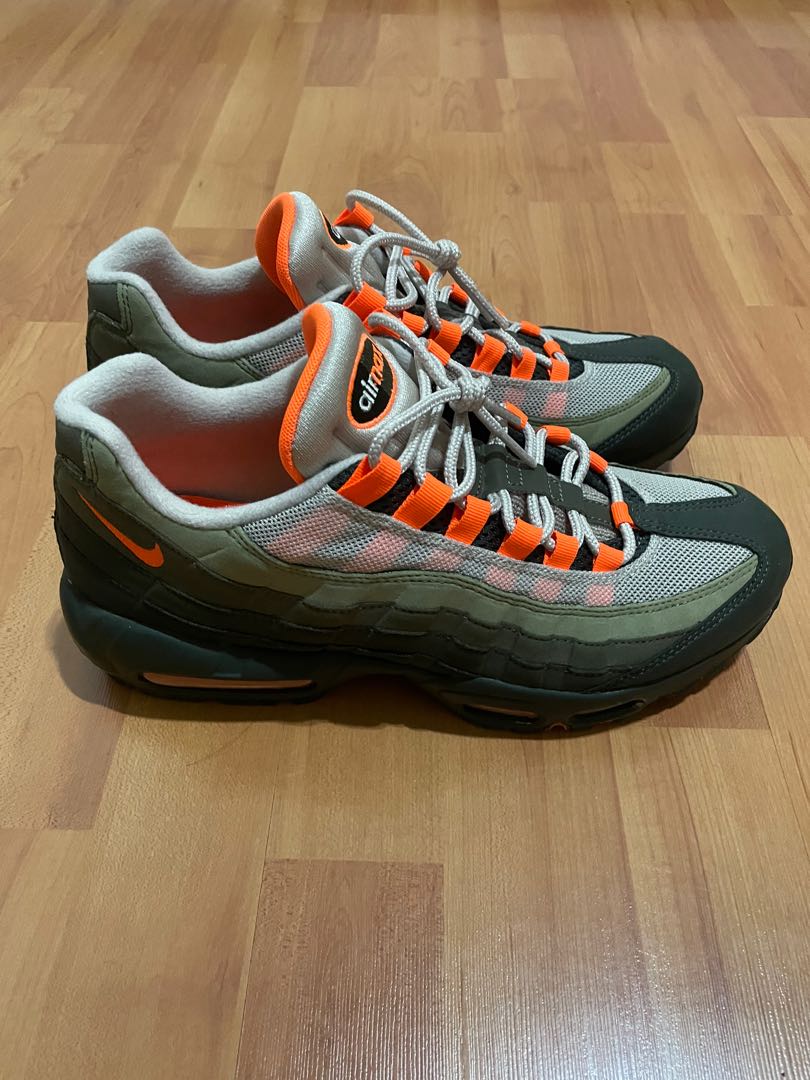 Nike Air max 95 Army green Neon Orange US9 UK8 pre loved sneakers