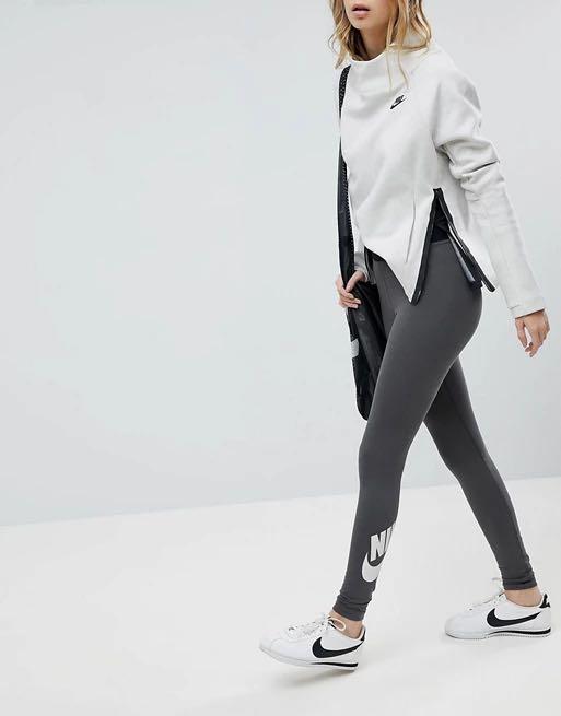 Nike leg a see high waisted leggings tights in dark grey Women s Fashion Activewear on Carousell
