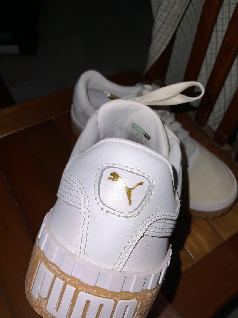Puma exotic cali trainers discount with gum sole in white