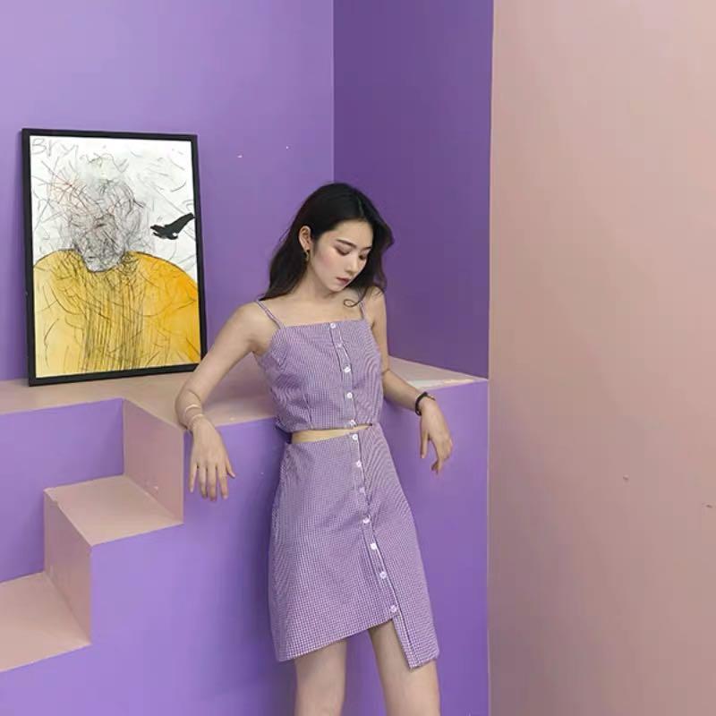 purple one piece dress Women s Fashion Tops Sleeveless on Carousell