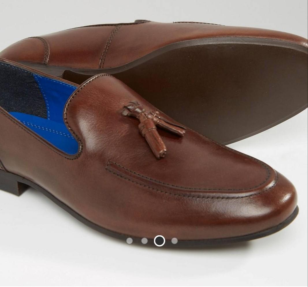 Red Tape Tassel Loafers in Brown Leather