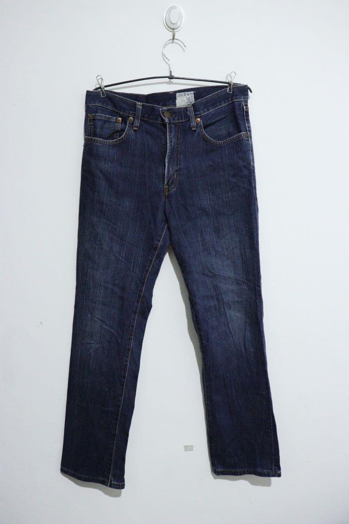 Sale 15 EDWIN Jeans Men Straight Cut Blue Denim Stone Indigo Soft Cotton Made In Japan Size 32 E059