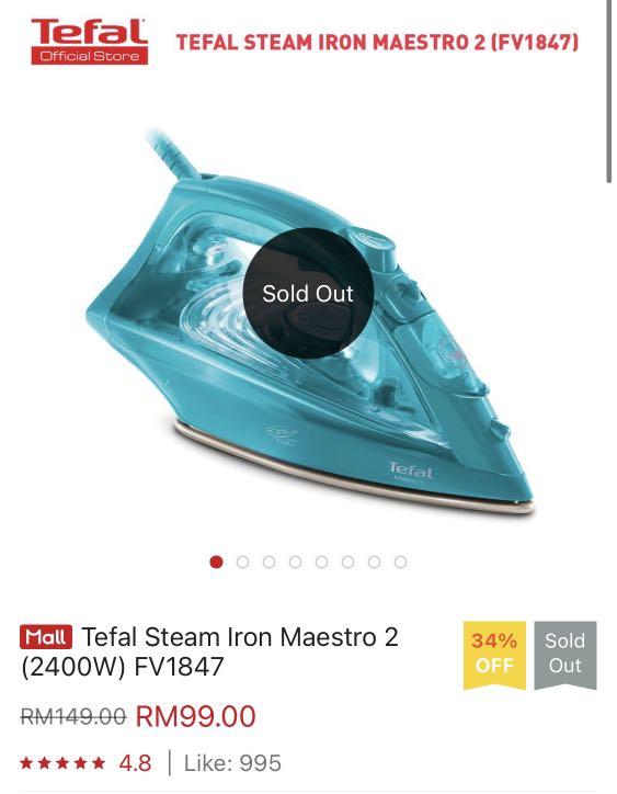 Tefal maestro store steam iron fv1847