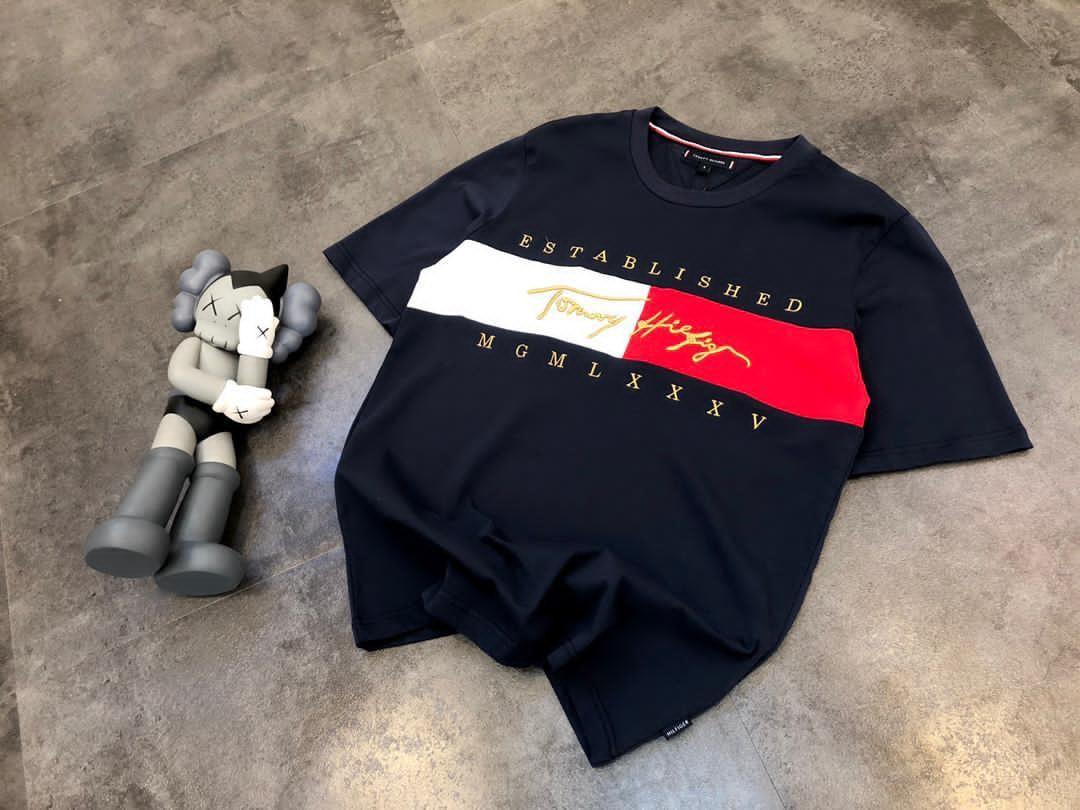 預訂-Tommy Hilfiger 限定款經典大logo立體刺繡Tee, 男裝, 上身及套裝