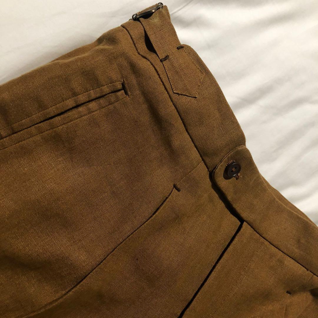 W. Bill Tobacco Brown Linen Pants with Side Adjustor Tabs Unisex