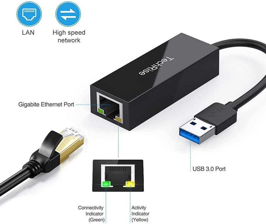 USB Network Adapter, TechRise High Speed USB 3.0 to RJ45 Gigabit