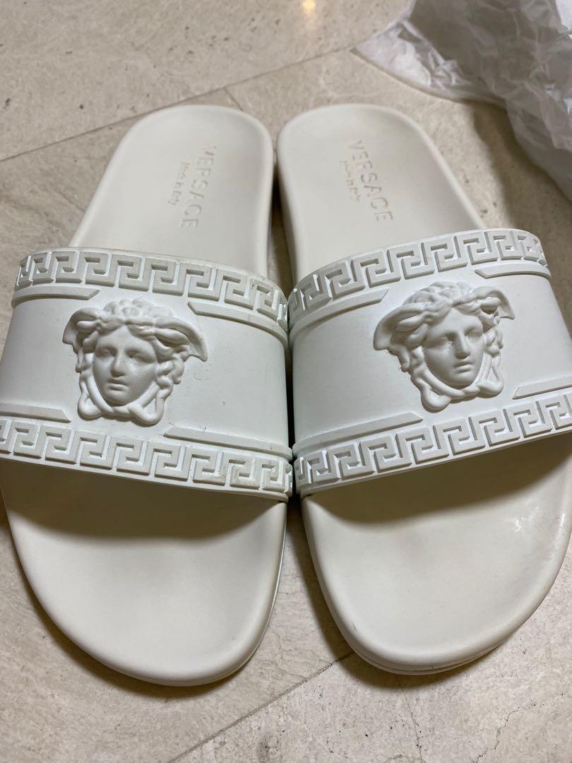 White versace clearance flip flops