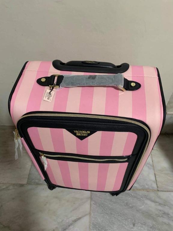Victoria's secret signature stripe rolling luggage hot sale