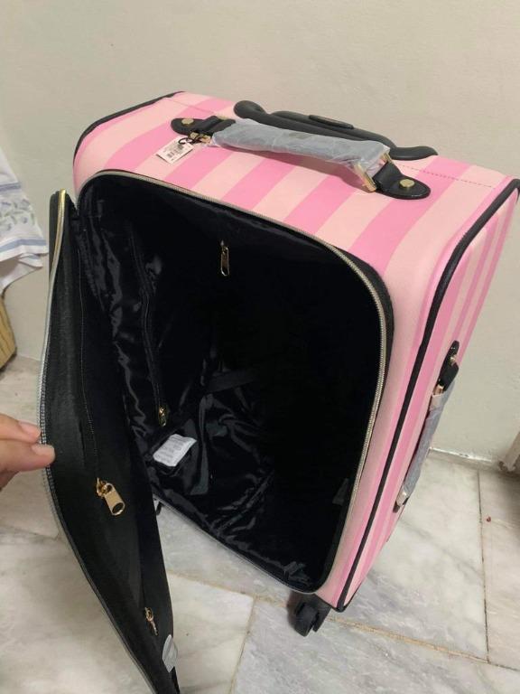 Victoria's secret signature stripe rolling luggage best sale