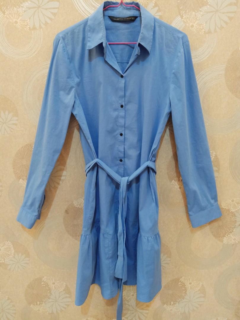 ZARA belted shirt dress, Fesyen Wanita 
