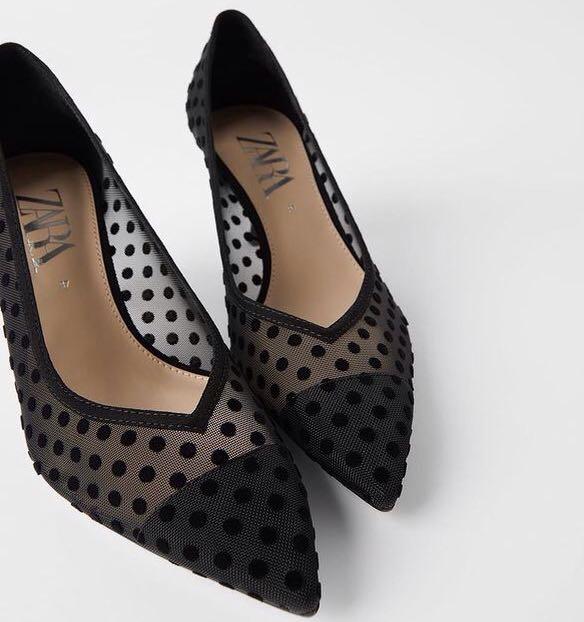 ZARA DOTTED MESH HEELS FOR SALE NEW 