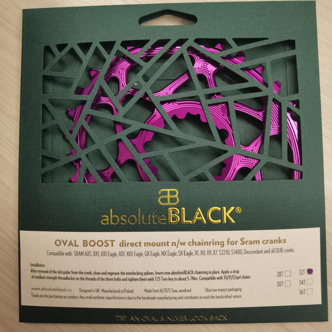Absoluteblack oval chainring sram 32T 3mm offset Purple Sports