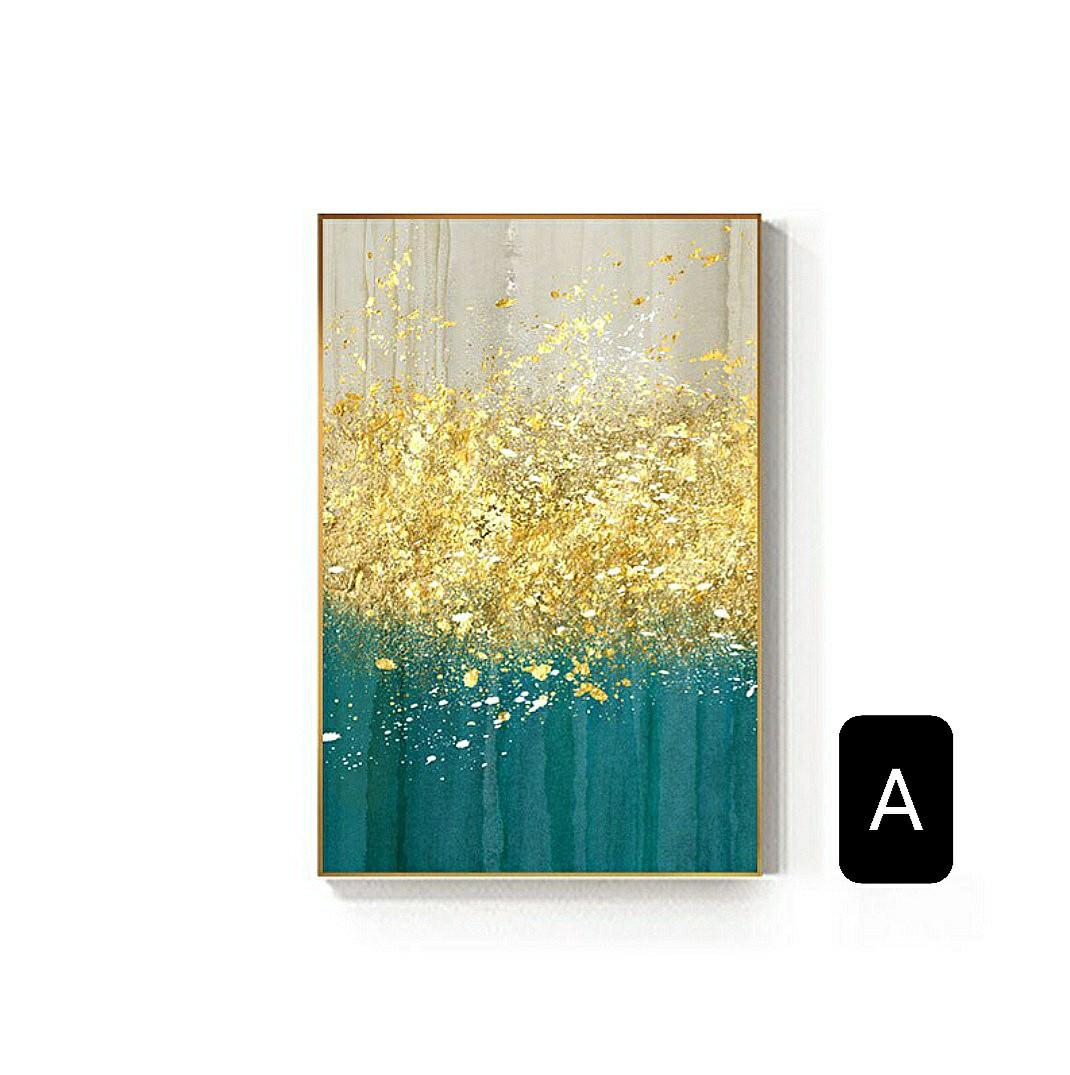 Abstract Art Cool Blue Green Mint Aquamarine Sage Tones With Gold Flakes On  Beige Canvas Wall Art Decor Painting (With Metal Frame), Hobbies & Toys,  Stationery & Craft, Art & Prints On