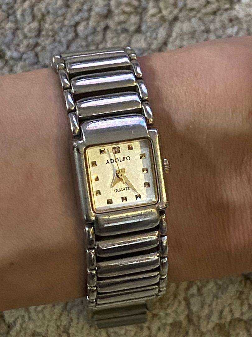 Ladies Vintage Adolfo Quartz Wristwatch Stainless Steel back | WatchCharts  Marketplace