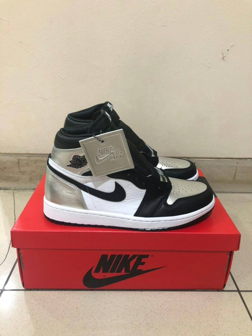 AIR JORDAN 1 WOMEN SILVER TOE, Fesyen 