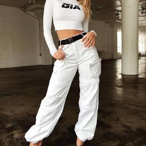 I am gia outlet white cargo pants