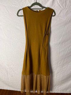 Brown tulle maxi dress