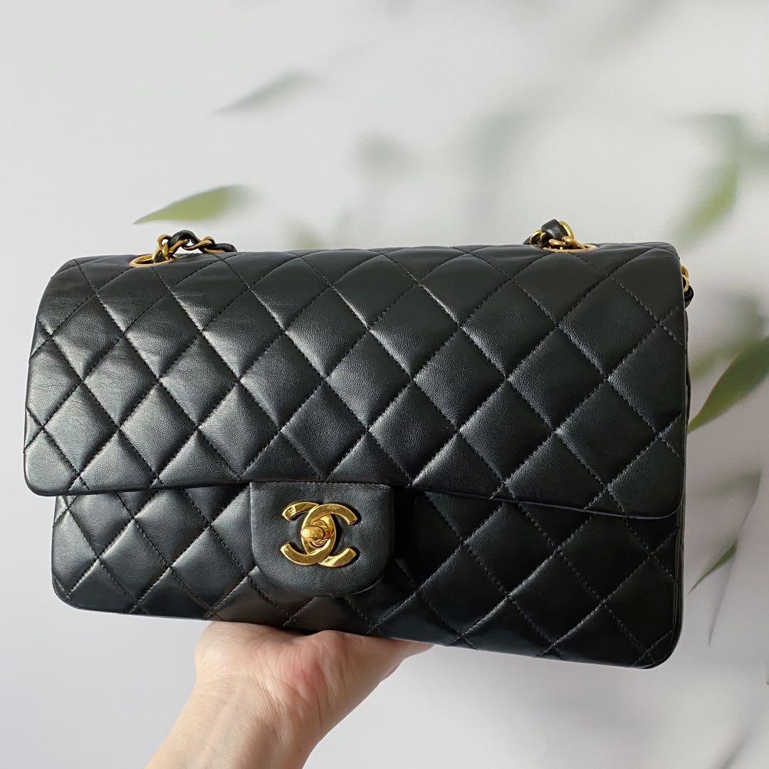 Chanel 3-series Black Classic Medium Double Flap Bag with 24K Gold