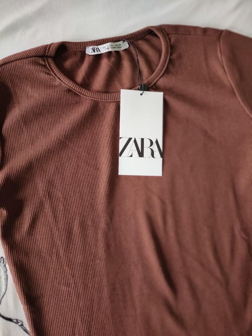 Chocolate brown Zara Basic Top, Women's Fashion, Dresses u0026 Sets,  Traditional u0026 Ethnic wear on Carousell