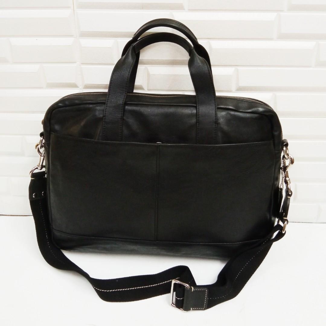 Authentic COACH Men s Hamilton Black Leather Laptop Crossbody