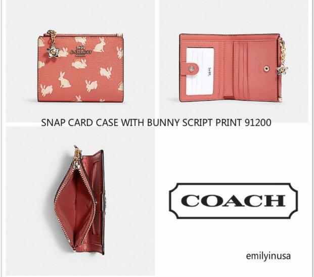 Snap card case with bunny script print cheap