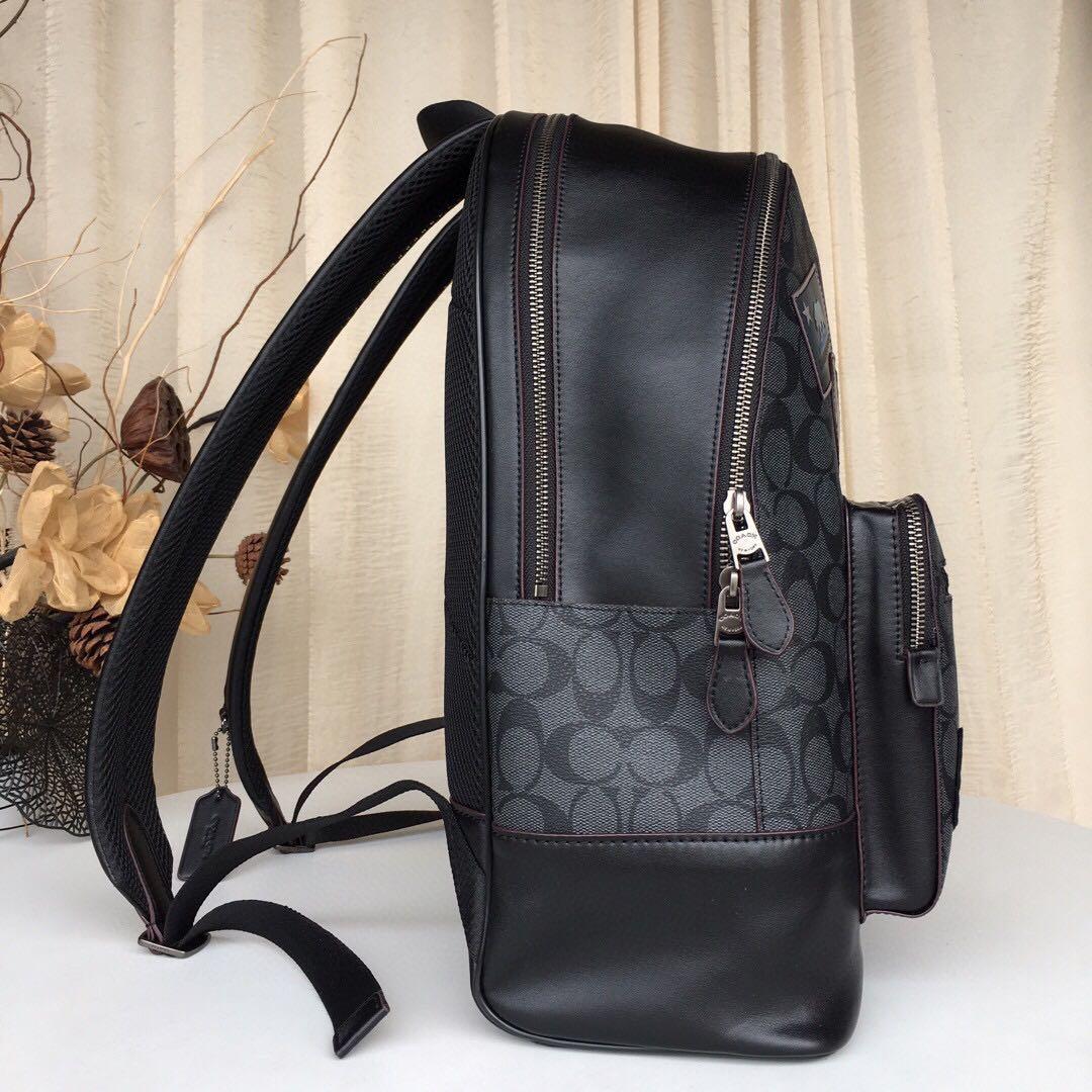 COACH WEST BACKPACK IN SIGNATURE CANVAS WITH VARSITY STRIPE AND