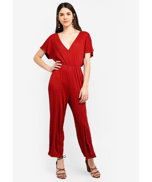 Red batwing hot sale jumpsuit